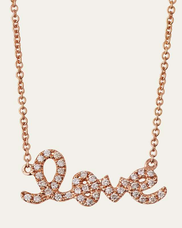 Gold Diamond Love Necklace, Small